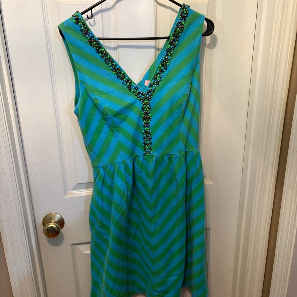 Lilly Pulitzer Green and Blue Striped Dress